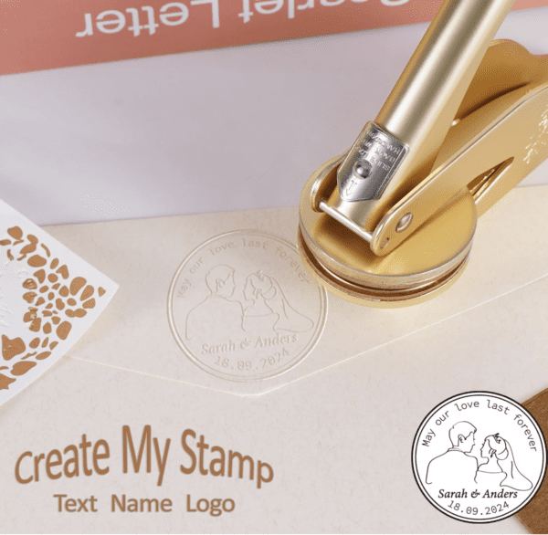 A stamp is being used to create a logo.